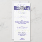 Paarse Blue Infinity Heart Wedding Menu Kaart (Voorkant)