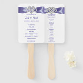 Paarse Blue Infinity Heart Wedding Program Fans Handwaaier (Voorkant en achterkant)