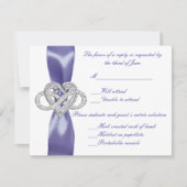 Paarse Blue Infinity Heart Wedding Response Kaart (Voorkant)