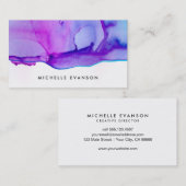 Paarse Blue Ink Waterverf Creative Director Visitekaartje (Voorkant / Achterkant)