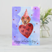 Paarse Blue Labrador Valentijnsdag Gift Dog Feestdagenkaart (Staand voorkant)