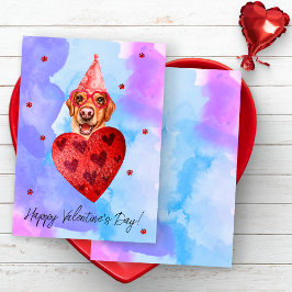 Paarse Blue Labrador Valentijnsdag Gift Dog Feestdagenkaart