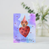 Paarse Blue Labrador Valentijnsdag Gift Dog Feestdagenkaart (Staand voorkant)