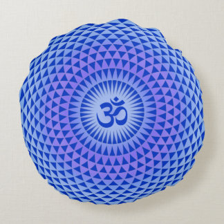 Paarse Blue Lotus flower meditation wiel OM Rond Kussen