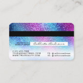 Paarse Blue Nebula Galaxy Glitter Credit Visitekaartje (Achterkant)