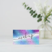 Paarse Blue Nebula Galaxy Glitter Make-up Visitekaartje (Staand voorkant)