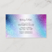 Paarse Blue Nebula Galaxy Glitter Nails Visitekaartje (Achterkant)