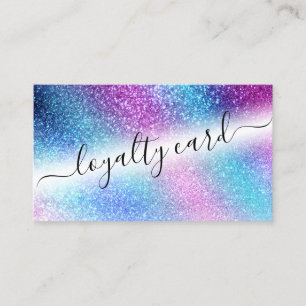 Paarse Blue Nebula Galaxy Glitter Script Loyalitei Klantenkaartje
