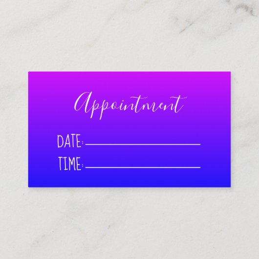 Paarse Blue Ombre Beauty Salon Appointment Card Afsprakenkaartje (Achterkant)