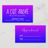 Paarse Blue Ombre Beauty Salon Appointment Card Afsprakenkaartje (Voorkant / Achterkant)