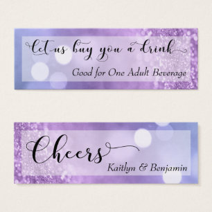 Paarse Blue Ombre Glitter Bokeh Mini Drink Ticket Visitekaartjes