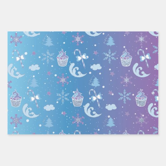 PAARSE BLUE PINK HOLIDAY WINTER ITEMS INPAKPAPIER VEL (Voorkant 2)