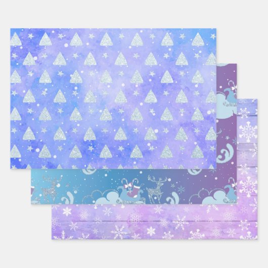 PAARSE BLUE PINK HOLIDAY WINTER ITEMS INPAKPAPIER VEL (Set)