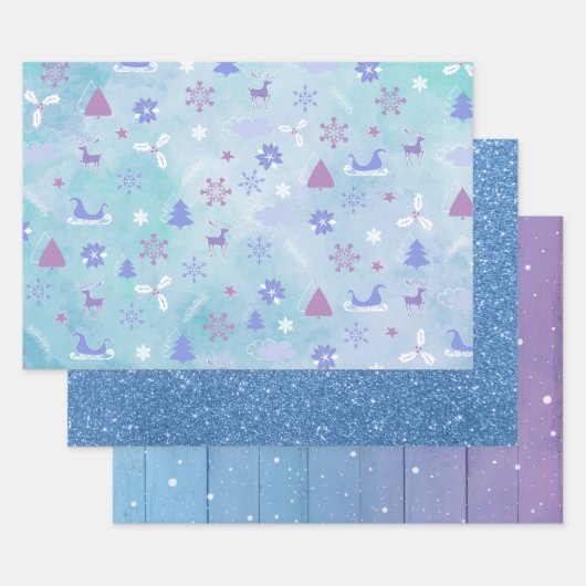 PAARSE BLUE PINK HOLIDAY WINTER ITEMS INPAKPAPIER VEL (Set)