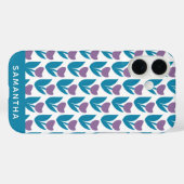 Paarse Blue Play Abstracte Flowers, speciaal geper Case-Mate iPhone Case (Achterkant (horizontaal))