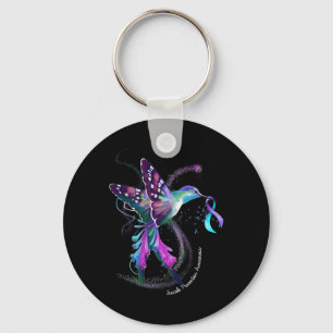 Paarse Blue Ribbon Suicide Prevention Awareness Sleutelhanger