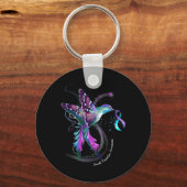 Paarse Blue Ribbon Suicide Prevention Awareness Sleutelhanger (Voorkant)