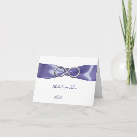 Paarse Blue Silver Infinity Table Place Card Bedankkaart (Voorkant)