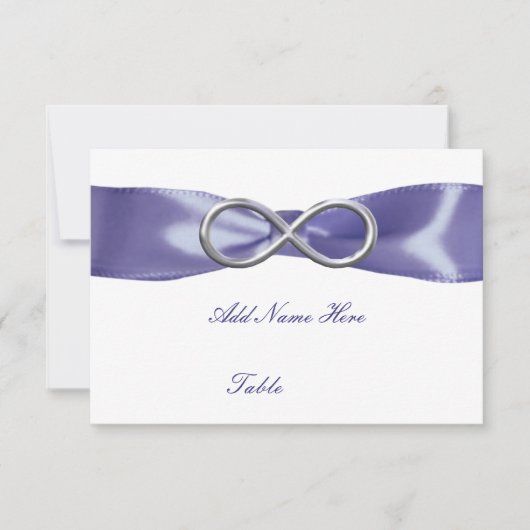 Paarse Blue Silver Infinity Table Place Card RSVP Kaartje (Voorkant)