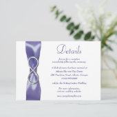 Paarse Blue Silver Infinity Wedding Details Kaart (Staand voorkant)