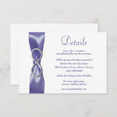 Paarse Blue Silver Infinity Wedding Details Kaart (Voorkant / Achterkant)