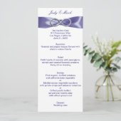 Paarse Blue Silver Infinity Wedding Menu Kaart (Staand voorkant)