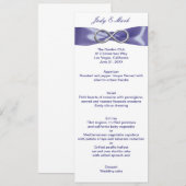Paarse Blue Silver Infinity Wedding Menu Kaart (Voorkant / Achterkant)