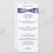Paarse Blue Silver Infinity Wedding Menu Kaart (Voorkant)