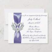 Paarse Blue Silver Swans Engagement Party Aankondiging (Voorkant)
