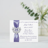 Paarse Blue Silver Swans Engagement Party Aankondiging (Staand voorkant)