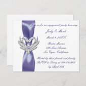 Paarse Blue Silver Swans Engagement Party Aankondiging (Voorkant / Achterkant)