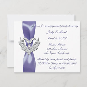 Paarse Blue Silver Swans Engagement Party Aankondiging