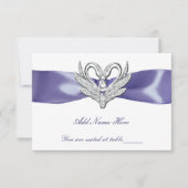 Paarse Blue Silver Swans Table Place Card Bedankkaart (Voorkant)