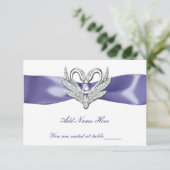 Paarse Blue Silver Swans Table Place Card Bedankkaart (Staand voorkant)