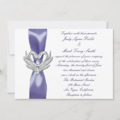 Paarse Blue Silver Swans Weddenschap Kaart (Voorkant)