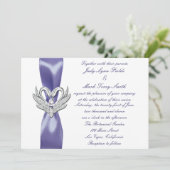 Paarse Blue Silver Swans Weddenschap Kaart (Staand voorkant)