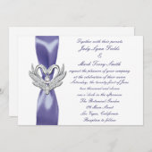 Paarse Blue Silver Swans Weddenschap Kaart (Voorkant / Achterkant)