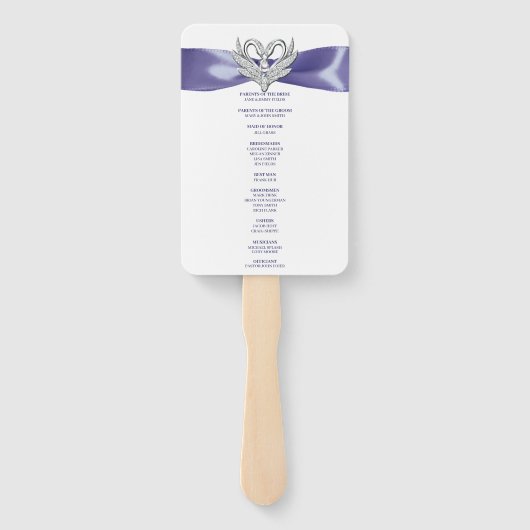 Paarse Blue Silver Swans Weddenschap Program Fans Handwaaier (Achterkant)