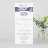 Paarse Blue Silver Swans Wedding Menu Kaart (Staand voorkant)