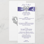 Paarse Blue Silver Swans Wedding Menu Kaart (Voorkant / Achterkant)