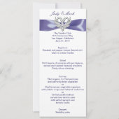 Paarse Blue Silver Swans Wedding Menu Kaart (Voorkant)