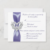 Paarse Blue Silver Swans Wedding Response Kaart (Voorkant)
