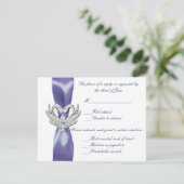 Paarse Blue Silver Swans Wedding Response Kaart (Staand voorkant)