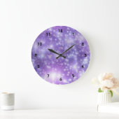 Paarse Blue Sky Cloud Sterren Effect Grote Klok (Huis)