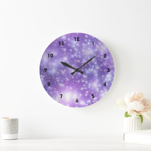 Paarse Blue Sky Cloud Sterren Effect Grote Klok (Huis)
