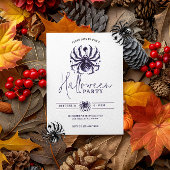 Paarse Blue Spooky Spider Halloween Party Kaart