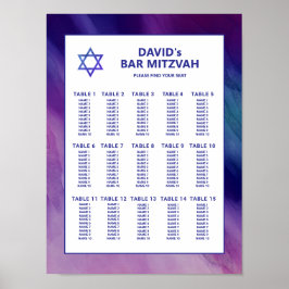 Paarse Blue Star David Bar Mitswa Zitplaatskaart Poster
