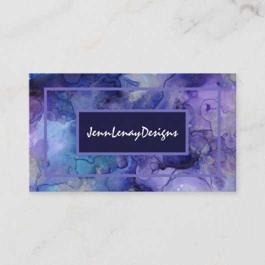 Paarse Blue Waterverf Elegant Business Card Visitekaartje (Voorkant)
