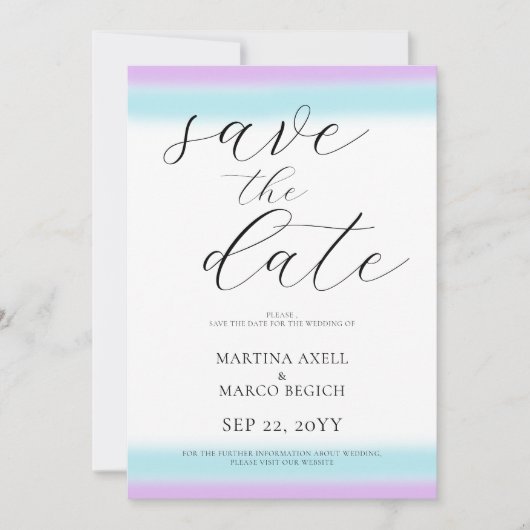 Paarse Blue Wedding Bewaar de datum Save The Date (Voorkant)