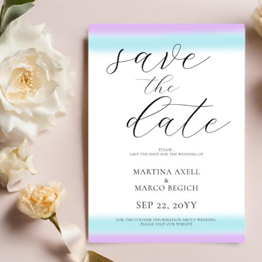 Paarse Blue Wedding Bewaar de datum Save The Date